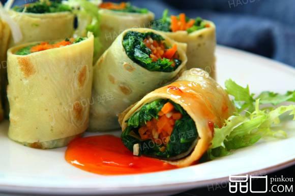 蛋皮菠菜卷