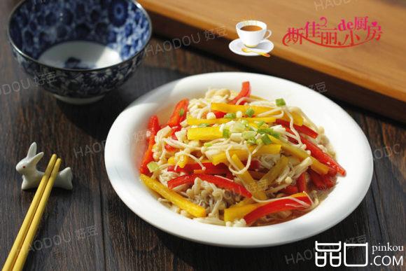 彩椒拌金针菇