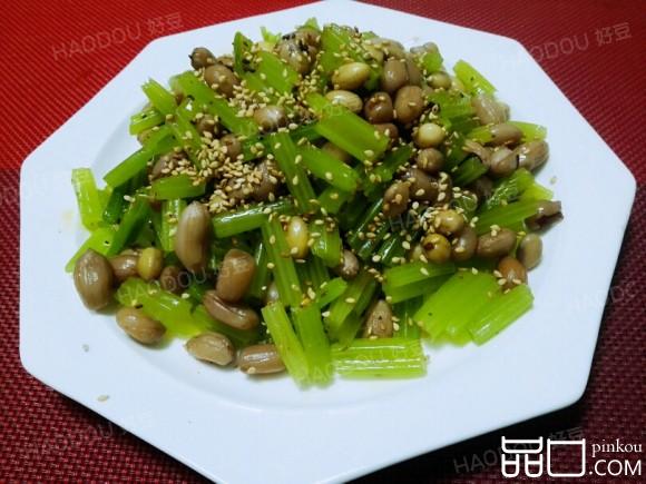 芹菜拌花生米黄豆