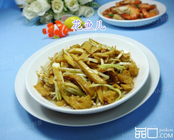韭菜芽茭白炒面筋