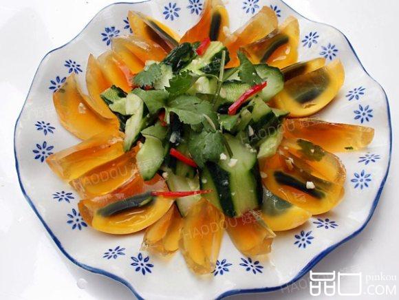 黄瓜皮蛋凉拌火腿肠
