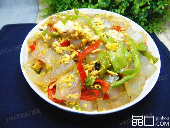青椒鸡蛋炒凉粉