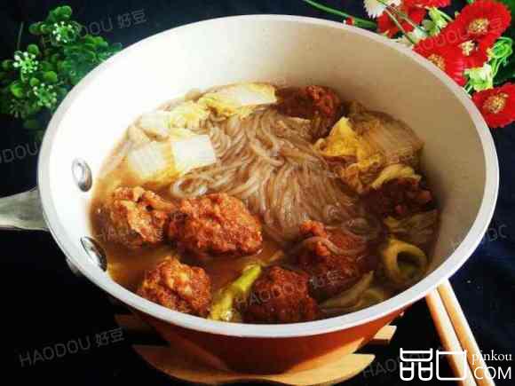 娃娃菜粉条丸子汤