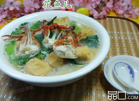 油豆腐青菜螃蟹汤