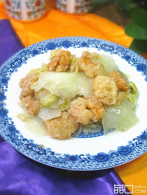 白菜炒炸虾仁