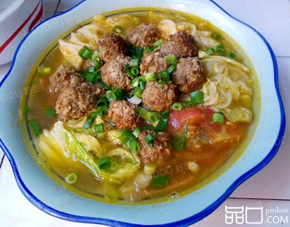 番茄白菜肉丸汤