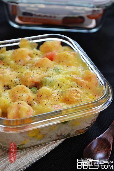 虾仁杂蔬焗饭