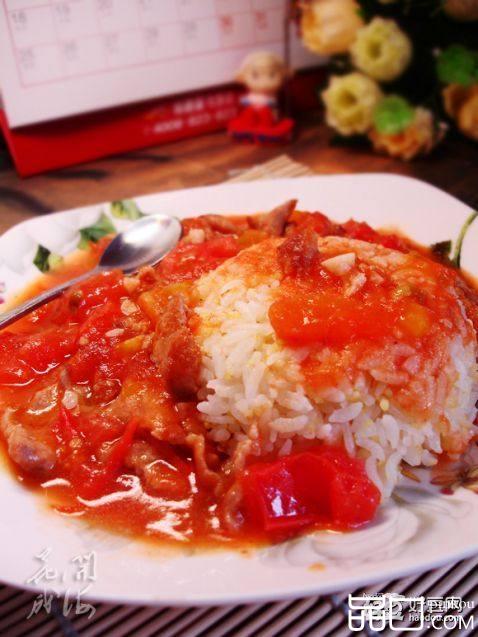 西红柿肉片盖饭