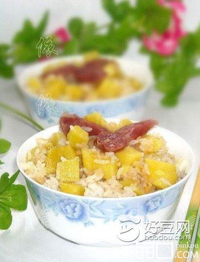 红薯腊肠饭