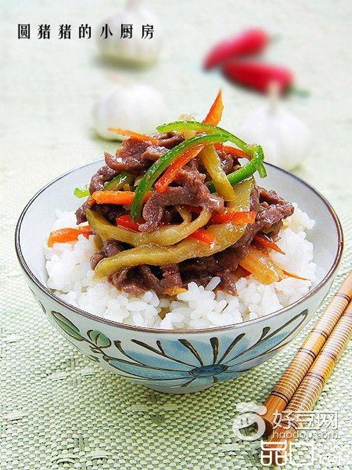 榨菜牛柳盖饭