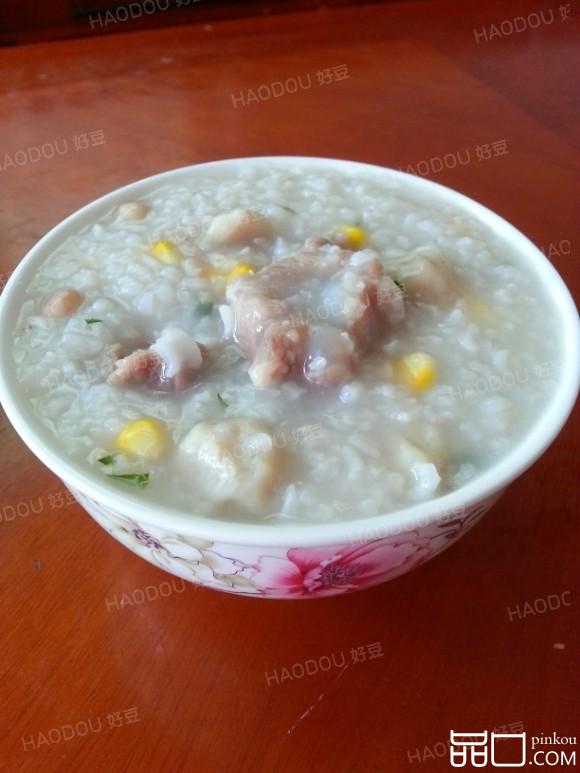 排骨花生丸子粥