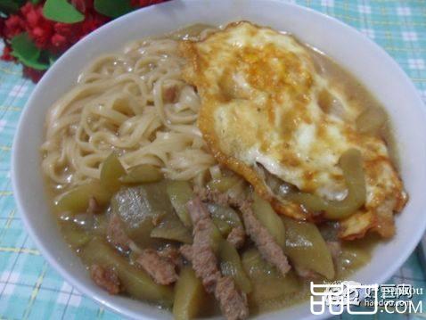 茄子肉丝鸡蛋面