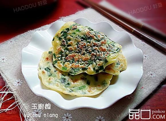韭菜虾皮鸡蛋饼