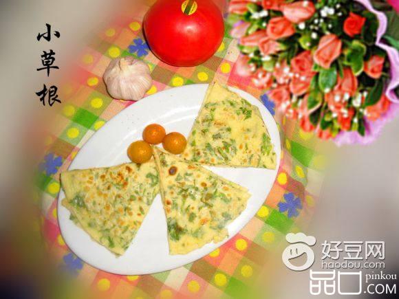 茼蒿虾米鸡蛋饼