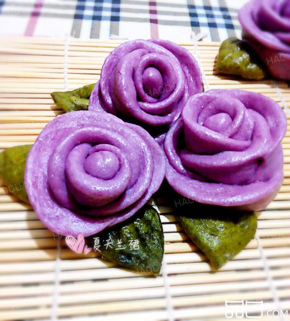 紫薯玫瑰馒头#多效护