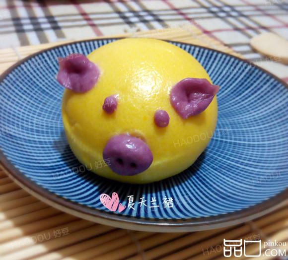 南瓜紫薯小猪馒头#多