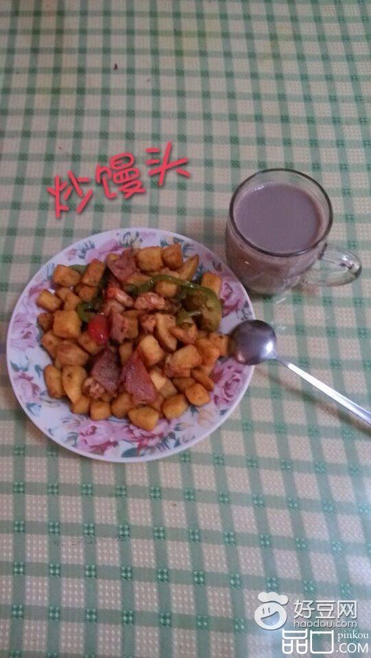 培根鲜虾炒馒头