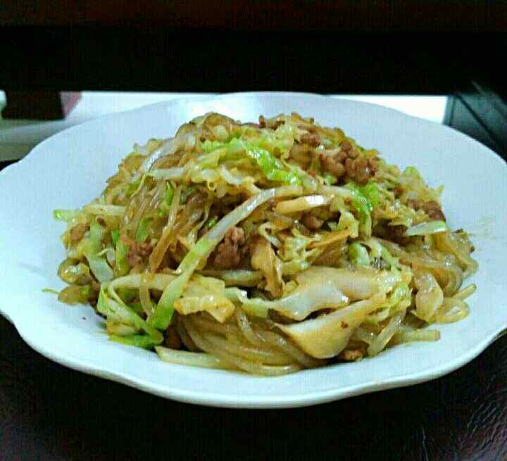 包菜粉条炒肉末步骤11