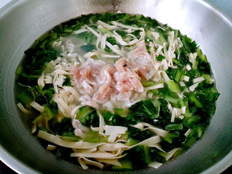 肉丝豆皮青菜汤步骤15