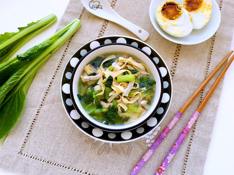 肉丝豆皮青菜汤步骤16