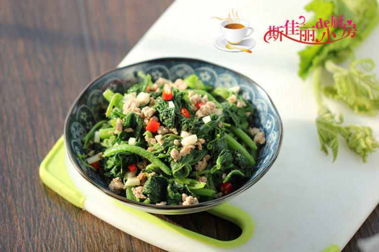 肉末炒南瓜叶步骤9