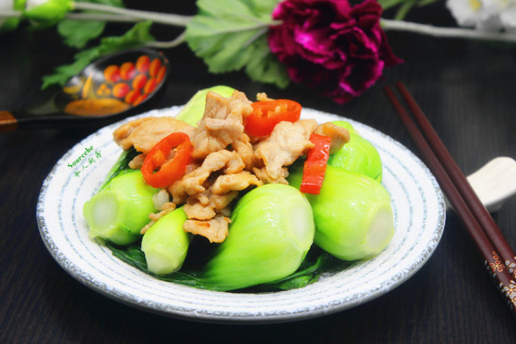 肉片白灼上海青步骤7
