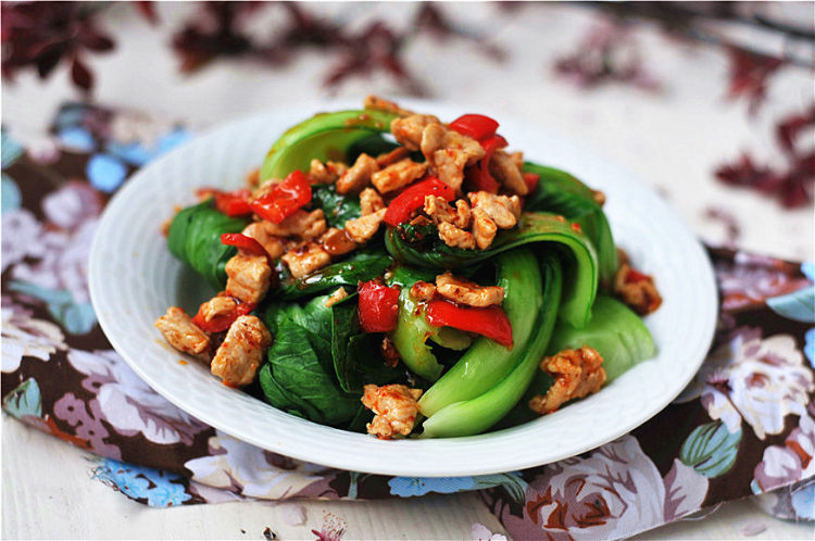 肉末烧油菜步骤5