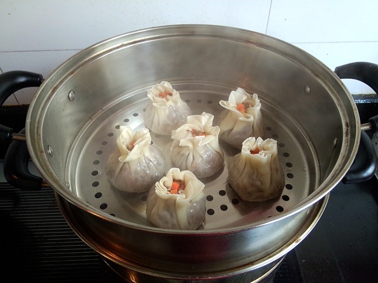 肉丁黑笋干烧麦步骤17
