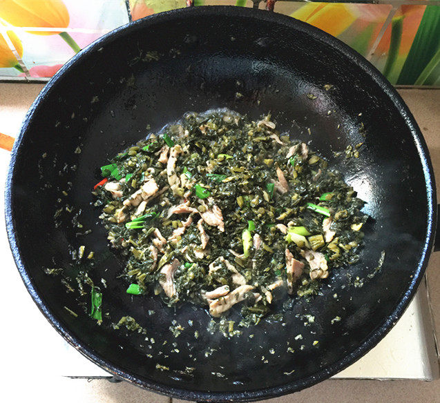 腌苦辣菜炒土猪肉丝#步骤11