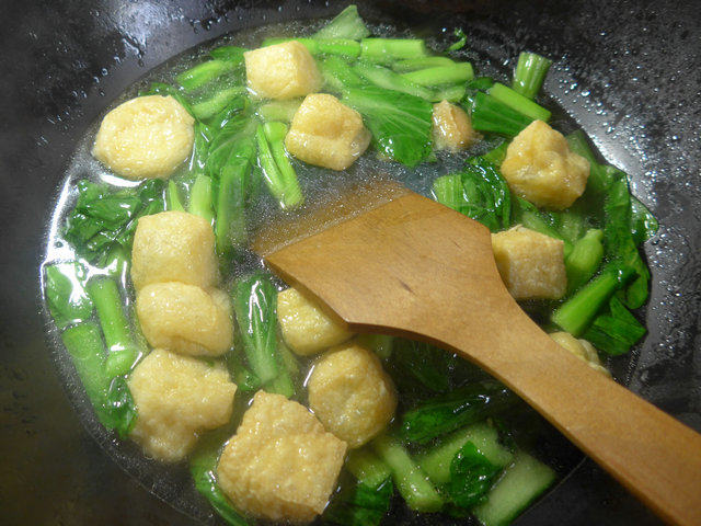 油豆腐粉丝菜芯步骤7