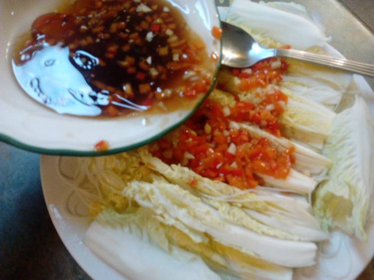 娃娃菜蒸粉丝步骤9