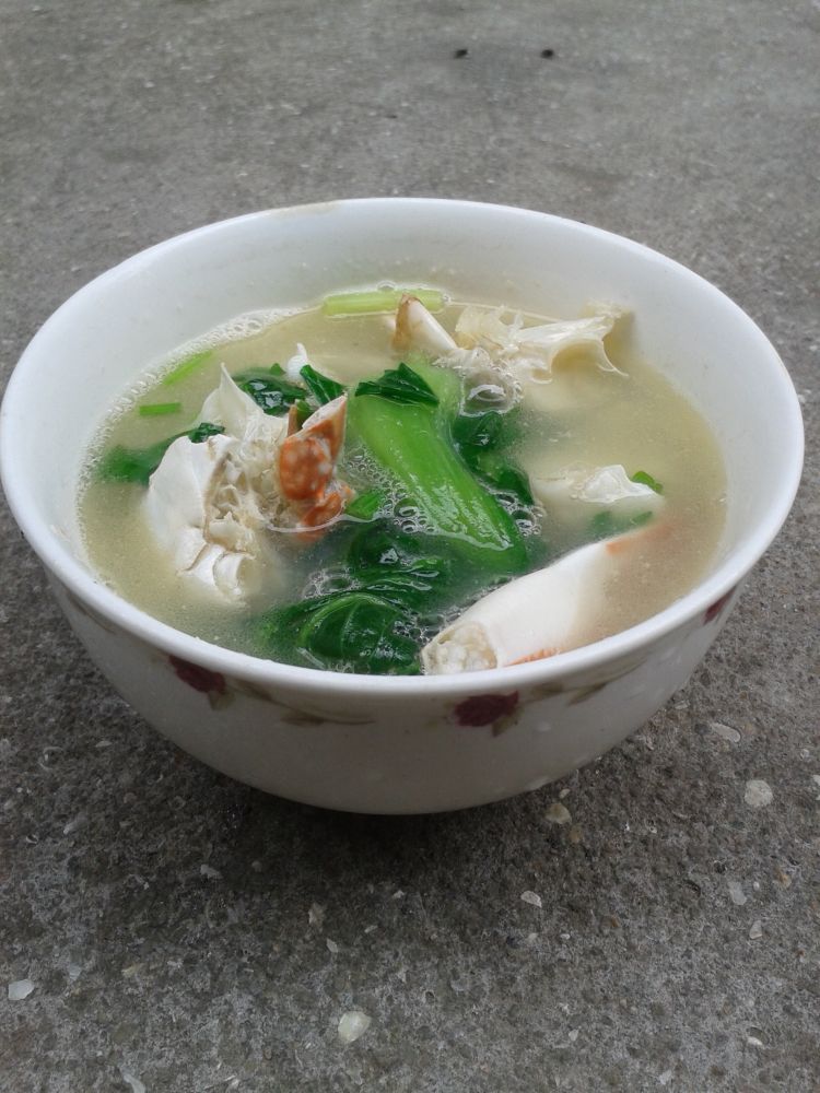 油菜煮螃蟹汤步骤7