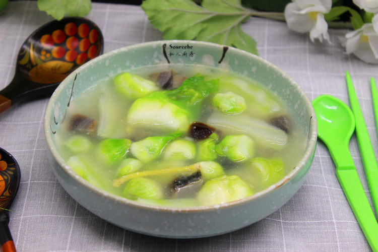皮蛋娃头芥菜汤步骤7