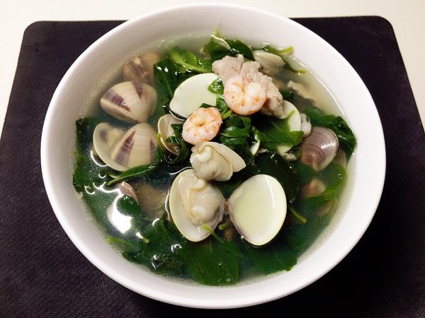 白蛤虾仁枸杞叶汤步骤8