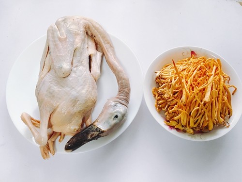 虫草炖老鸭步骤1