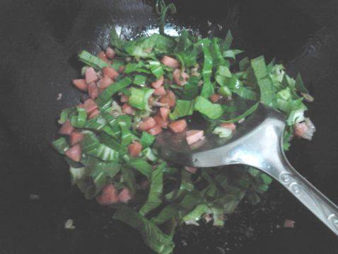 葱香干豆角火腿炒饭步骤5