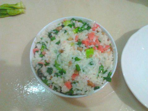 葱香干豆角火腿炒饭步骤9