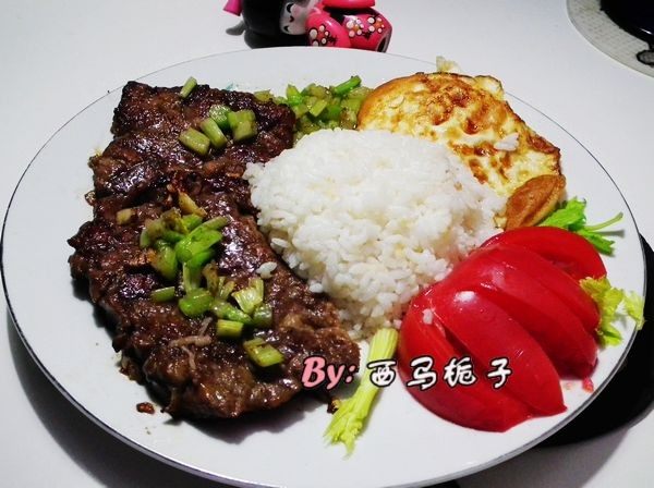 自创黑椒牛排饭步骤9