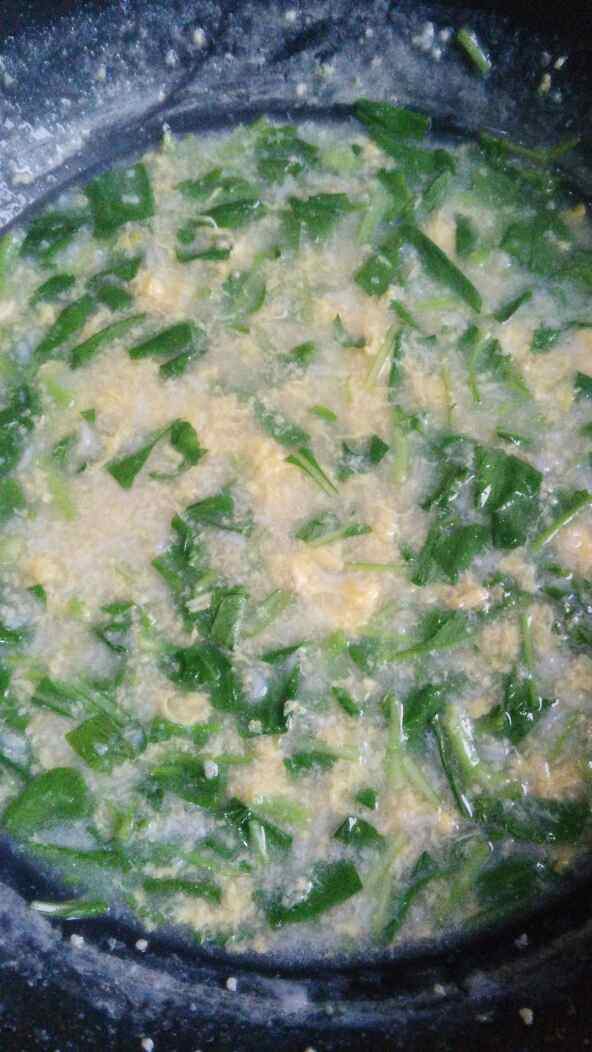 小米青菜蛋花粥步骤10