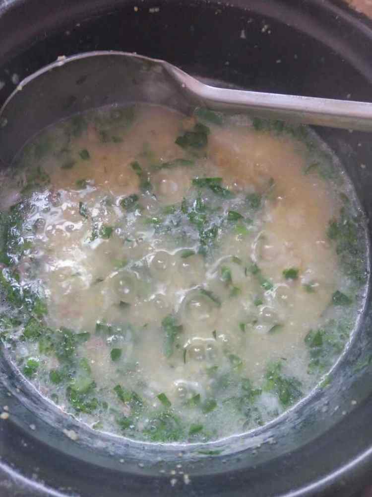 菠菜瘦肉粥步骤6