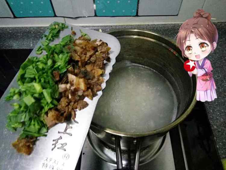 咸味菜粥步骤3