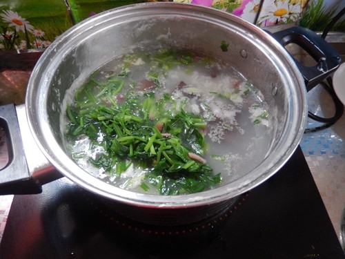 菠菜猪血粥步骤6