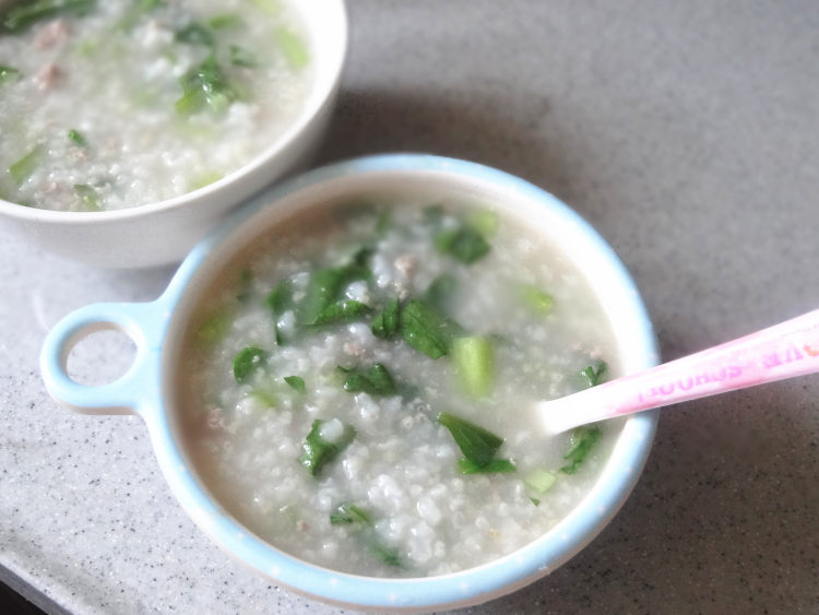 鸡毛菜牛肉粥步骤12