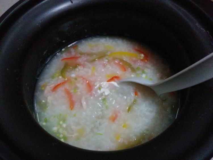 彩椒鸡丝粥步骤11