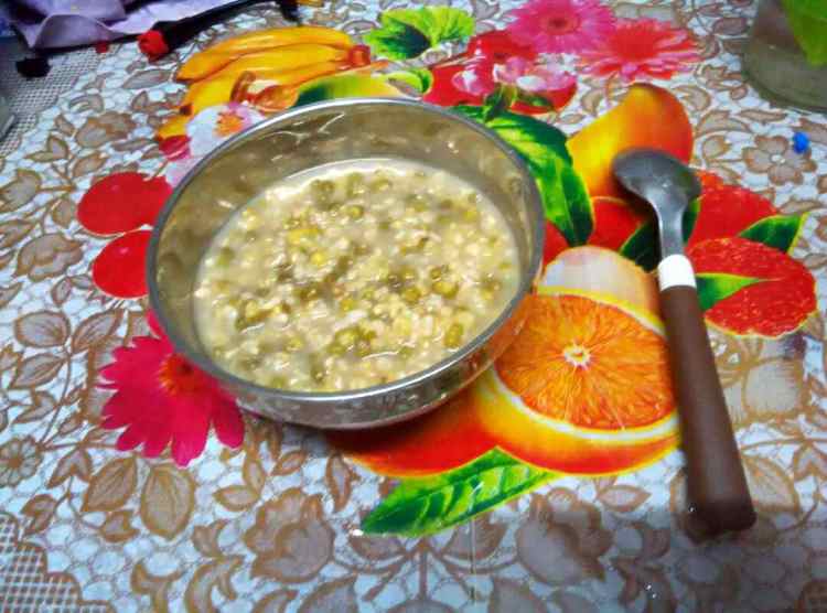 绿豆麦片粥步骤7