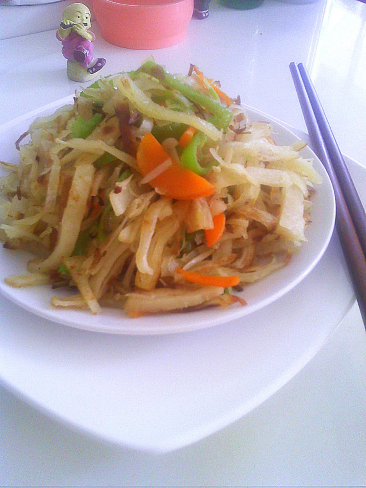 金针菇炒饼步骤8