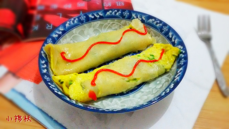 葱香煎蛋卷步骤9