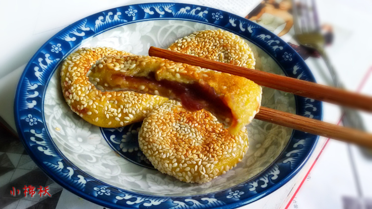 薯香红豆饼步骤8
