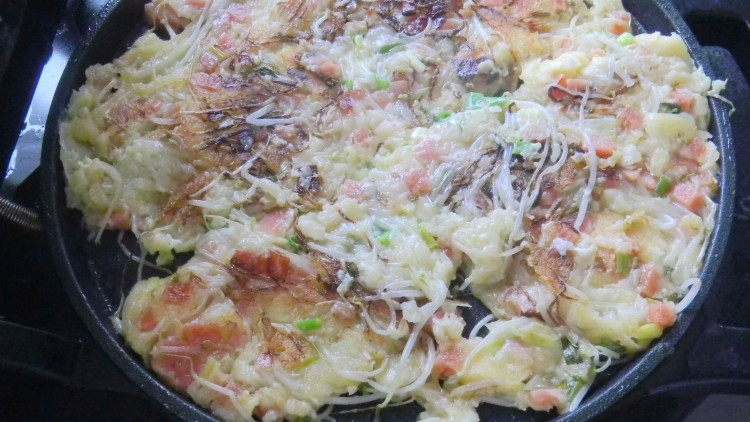 火腿豆芽煎饼步骤9