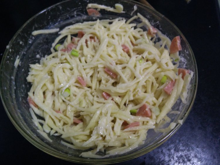 窝蛋土豆丝饼步骤6